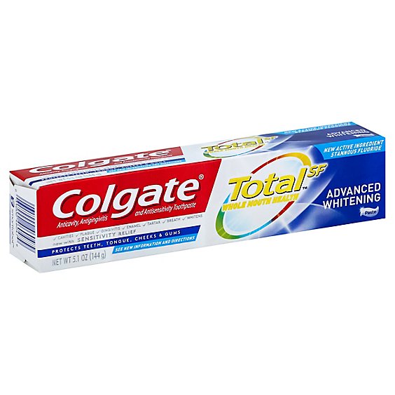 Colgate Total SF Toothpaste Whole Mouth Clean Advanced Whitening - 5.1 Oz