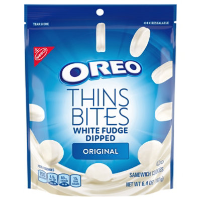 OREO Thin Bites Cookies Sandwich White Fudge Dipped Chocolate - 6.4 Oz - Image 1