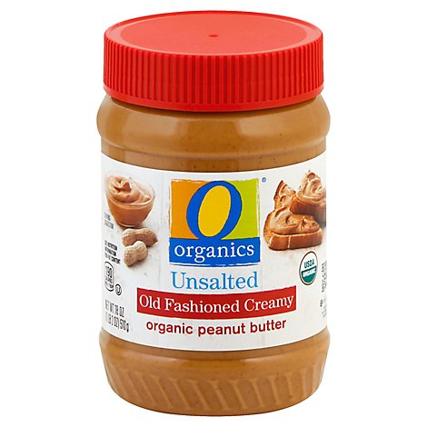 O Organics Organic Peanut Butter Old Fashioned Creamy Unsalted - 18 Oz
