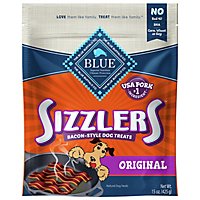 BLUE Sizzlers Dog Treats Bacon Style Original Super Size - 15 Oz - Image 1