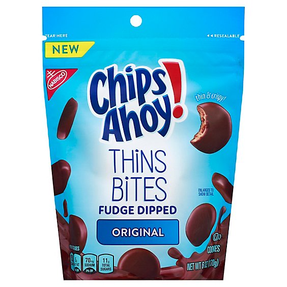Chips Ahoy Thin Bites Cookies Dipped Original - 6 Oz