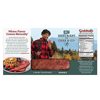 Godshalls Fully Cooked Turkey Bacon Sliced - 3 Oz - Image 6