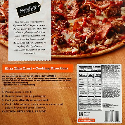 Signature SELECT Pizza Thin Crust 3 Meat Sicilian Frozen - 15.1 Oz - Image 3