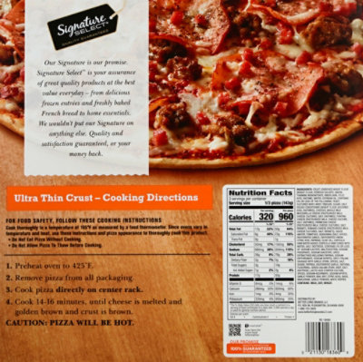 Signature SELECT 3 Meat Sicilian Thin Crust Frozen Pizza - 15.1 Oz - Image 4