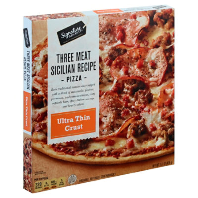 Signature SELECT 3 Meat Sicilian Thin Crust Frozen Pizza - 15.1 Oz - Image 1