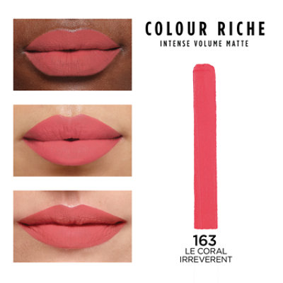 L'Oreal Paris Colour Riche Le Coral Irreverent Intense Volume Matte Lipstick - 0.06 Oz - Image 3
