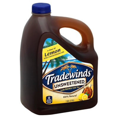 Tradewinds Iced Tea Slow Brewed Unsweetened A Hint Of Lemon - 1 Gallon