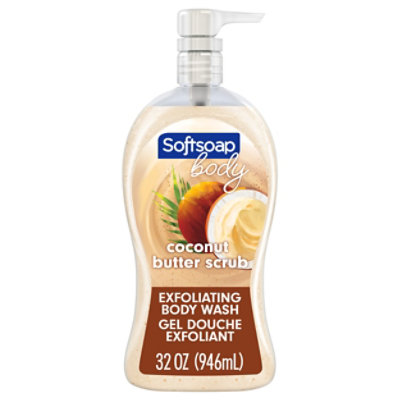Softsoap Exfoliating Body Wash Pump Coconut Butter Scrub - 32 Fl. Oz.