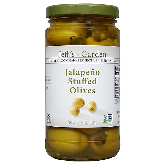 Jeffs Naturals Olives Jalapeno Stuffed - 7.5 Oz