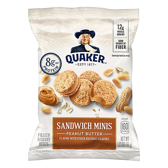 Quaker Filled Biscuit Bites Protein Sandwich Minis Peanut Butter - 1.23 Oz