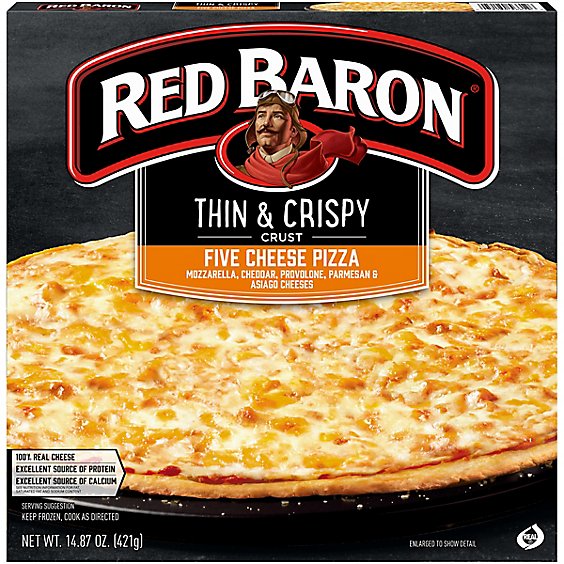Red Baron Pizza Thin & Crispy Five Cheese - 14.87 Oz