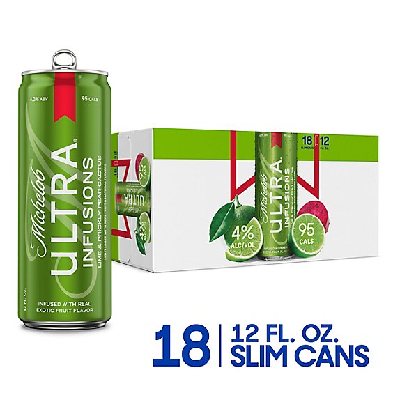 Michelob Ultra Infusions Lime & Prickly Pear Cactus Light Beer Cans - 18-12 Fl. Oz.