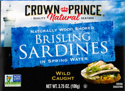 Crown Prince Sardines Brisling In Spring Water - 3.75 Oz - Image 2