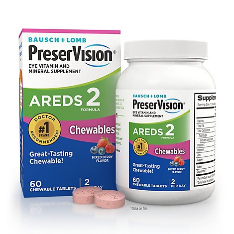 PreserVision Areds 2 Chewables Mixed Berry Eye Vitamin & Mineral Softgel - 60 Count