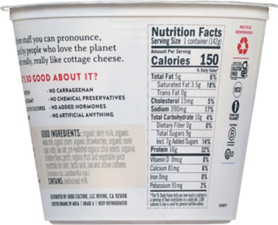 Good Culture Cottage Cheese Organic Whole Milk 4% Milkfat Strawberry Chia - 5.3 Oz - Image 6