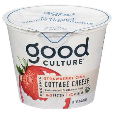 Good Culture Cottage Cheese Organic Whole Milk 4% Milkfat Strawberry Chia - 5.3 Oz - Image 1