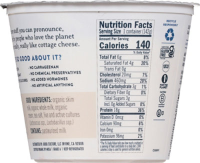 Good Culture Cottage Cheese Organic Whole Milk 4% Milkfat Classic - 5.3 Oz - Image 6