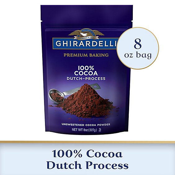 Ghirardelli Premium 100% Cocoa Dutch Process Unsweetened Cocoa Powder - 8 Oz