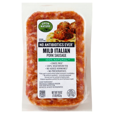  Open Nature Sausage Pork Mild Italian Brick - 16 Oz 
