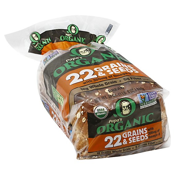 Papas Organic Bread Multigrain With Flax Seeds - 24 Oz