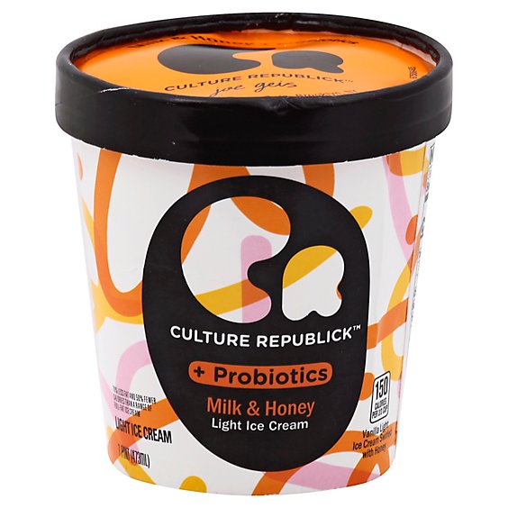 Culture Republick Ice Cream Light + Probiotics Milk & Honey 1 Pint - 473 Ml