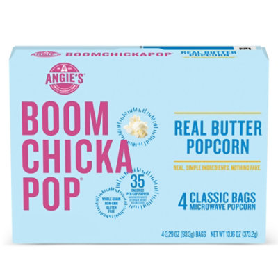 Angie's BOOMCHICKAPOP Popcorn Microwave Real Butter - 4-3.29 Oz - Image 1