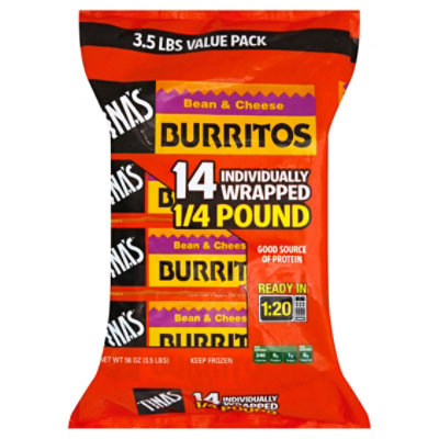 Tinas Burritos Bean & Cheese Value Pack 14 Count - 56 Oz