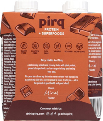 Pirq Plant-Based Decadent Chocolate Protein Shake in Cartons - 4-11 Fl. Oz. - Image 5