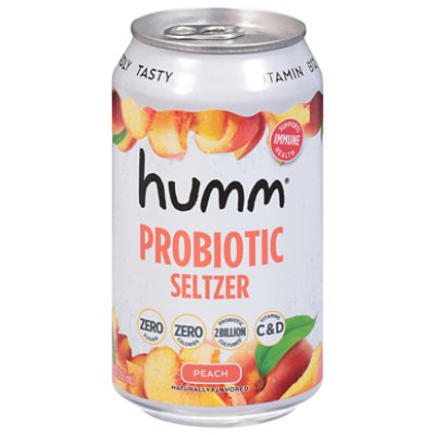 Humm Peach Probiotic Seltzer - 12 Fl. Oz. - Image 1