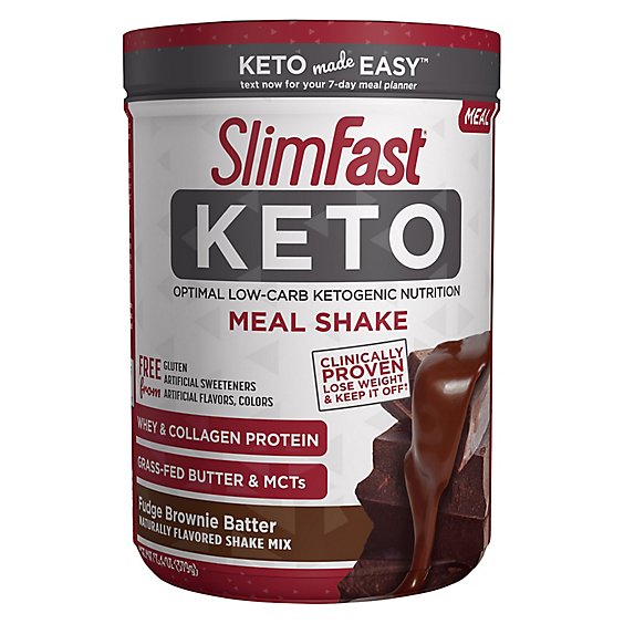Slimfast Keto Fudge Brownie Batter Meal Replacement Powder - 13.4 Oz