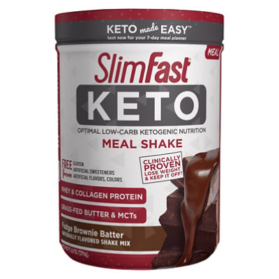 Slimfast Keto Fudge Brownie Batter Meal Replacement Powder - 13.4 Oz