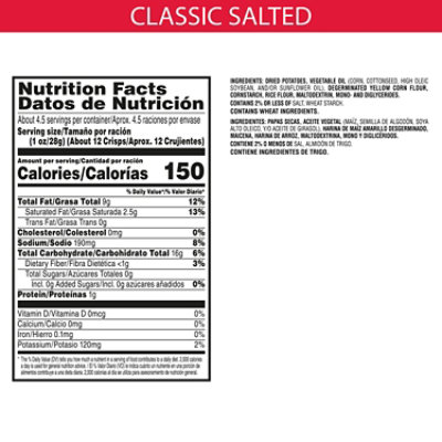 Pringles Wavy Potato Crisps Chips Classic Salted Lunch Snacks - 4.5 Oz - Image 2