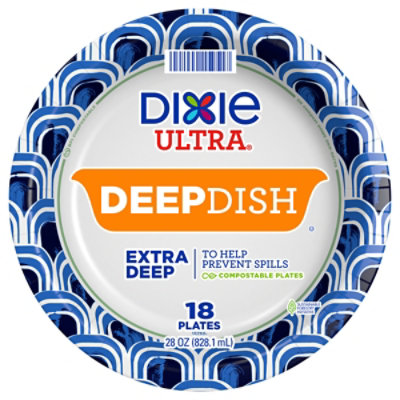 Dixie Ultra Paper Plates Printed Deep Dish 9 9/16 Inch - 18 Count
