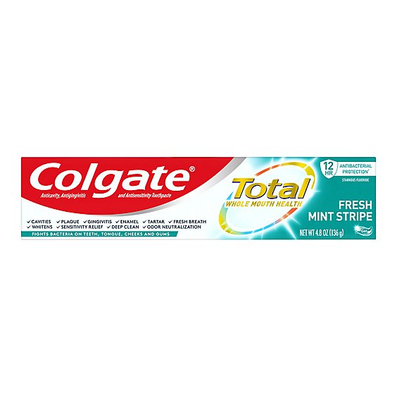 Colgate Total Toothpaste Fresh Mint Stripe Gel - 4.8 Oz