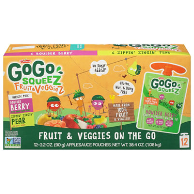 GoGo squeeZ Fruit & VeggieZ Variety Pack Pear Berry - 12 - 3.2 Oz - Image 3