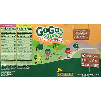 GoGo squeeZ Fruit & VeggieZ Variety Pack Pear Berry - 12 - 3.2 Oz - Image 6