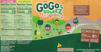 GoGo squeeZ Fruit & VeggieZ Variety Pack Pear Berry - 12 - 3.2 Oz - Image 6