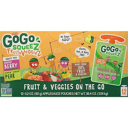 GoGo squeeZ Fruit & VeggieZ Variety Pack Pear Berry - 12 - 3.2 Oz - Image 2