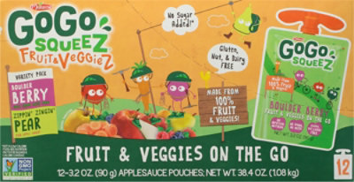 GoGo squeeZ Fruit & VeggieZ Variety Pack Pear Berry - 12 - 3.2 Oz - Image 2