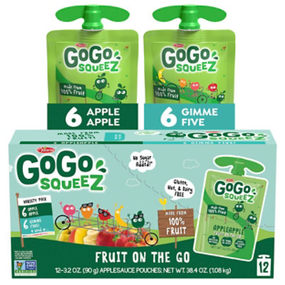 GoGo squeeZ Applesauce Variety Pack Apple Apple Gimme Five! - 12-3.2 Oz - Image 2