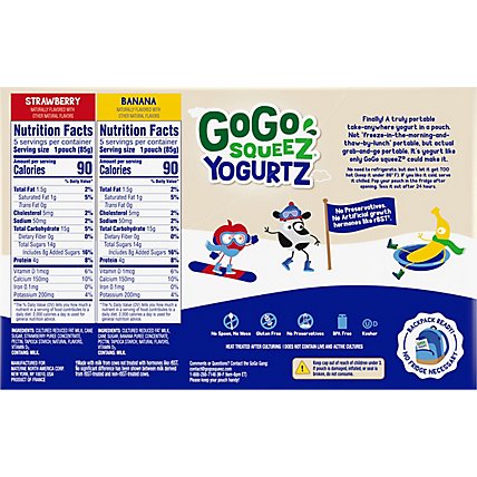 GoGo squeeZ YogurtZ Variety Pack Strawberry Banana - 10 - 3 Oz - Image 6