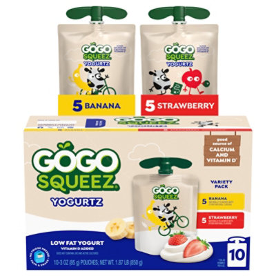 GoGo squeeZ YogurtZ Variety Pack Strawberry Banana - 10 - 3 Oz - Image 2