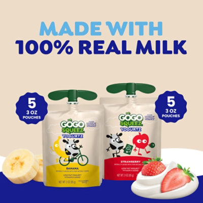 GoGo squeeZ YogurtZ Variety Pack Strawberry Banana - 10 - 3 Oz - Image 3