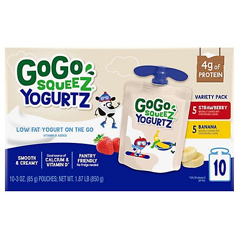 GoGo squeeZ YogurtZ Variety Pack Strawberry Banana - 10 - 3 Oz