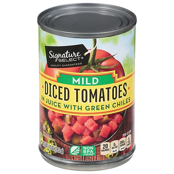 Signature SELECT Tomatoes Diced With Green Chiles Mild - 10 Oz
