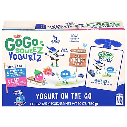 GoGo squeeZ YogurtZ, Variety Pack Blueberry Berry - 10 - 3 Oz - Image 3