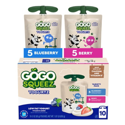 GoGo squeeZ YogurtZ, Variety Pack Blueberry Berry - 10 - 3 Oz - Image 2