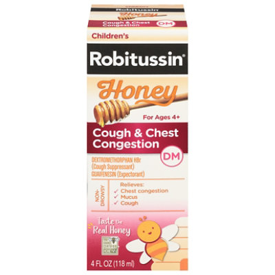 Robitussin DM Cough & Chest Congestion Childrens Non Drowsy Honey - 4 Fl. Oz.