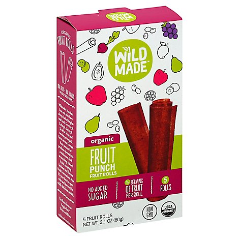 Wildmade Fruit Rolls Organic Fruit Punch 5 Count - 2.1 Oz