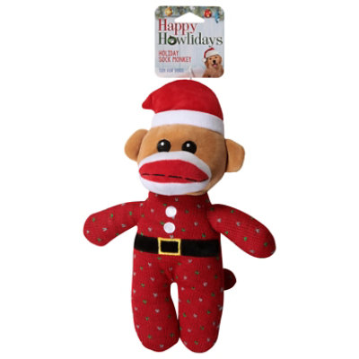 Pet Factory Holiday Sock Monkey Dog Toy - Each - Image 1
